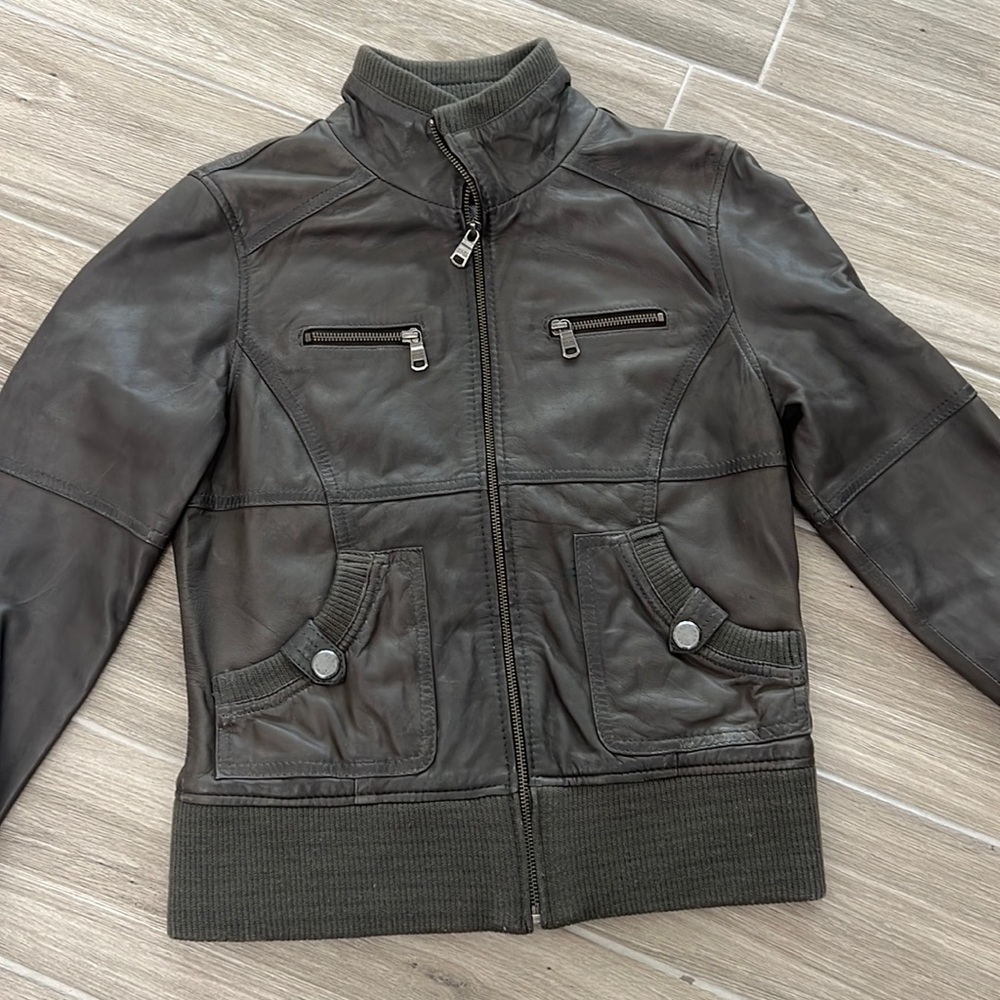 Marc New York Andrew Marc gray leather jacket size S